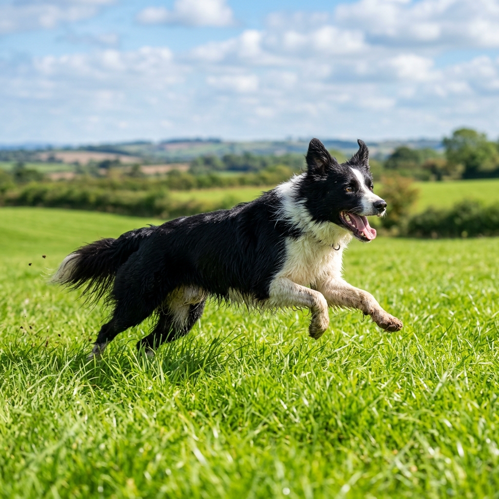 Happy Border Collie Running
