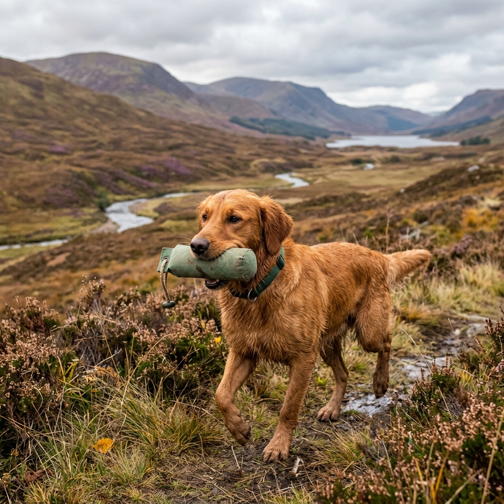 Golden Retriever retrieving dummy