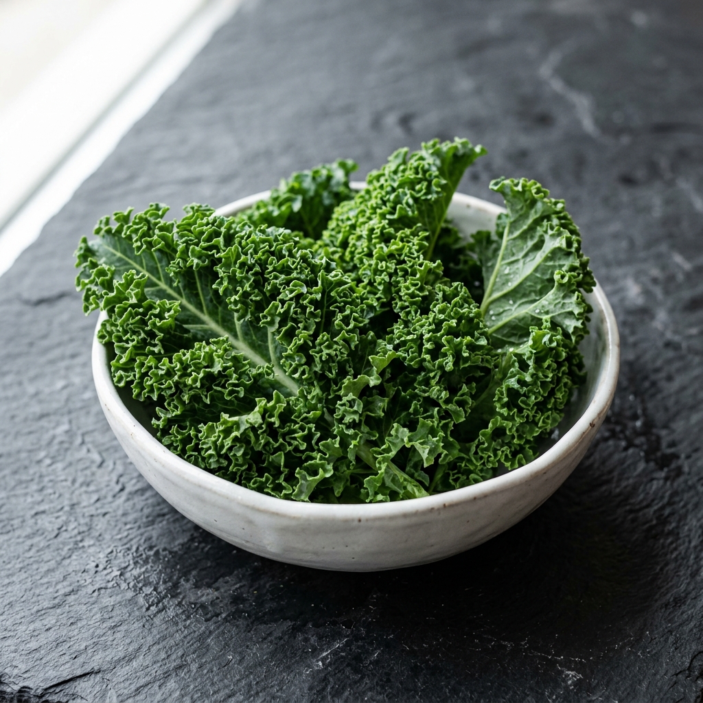 Fresh green kale leaves prepared safely for dog nutrition